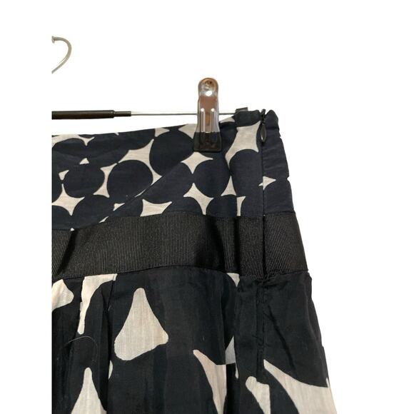 Zara Basic Silk Cotton Midi Skirt Size Large Pleated Black White Dot Flowy READ‎ - Picture 4 of 6